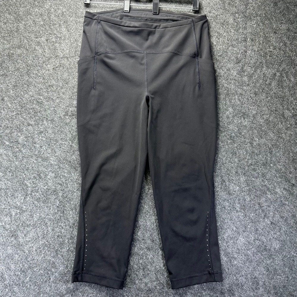 Lululemon Womens Black Speed Up Crop Running Side Pockets Leggings 10